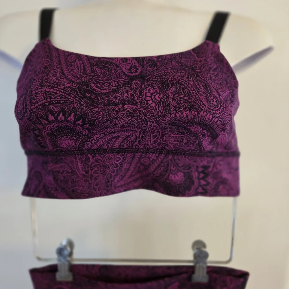 Lululemon Wunder Under Crop Antique Paisley Fuschia/Black paisley‎ leggings, 6